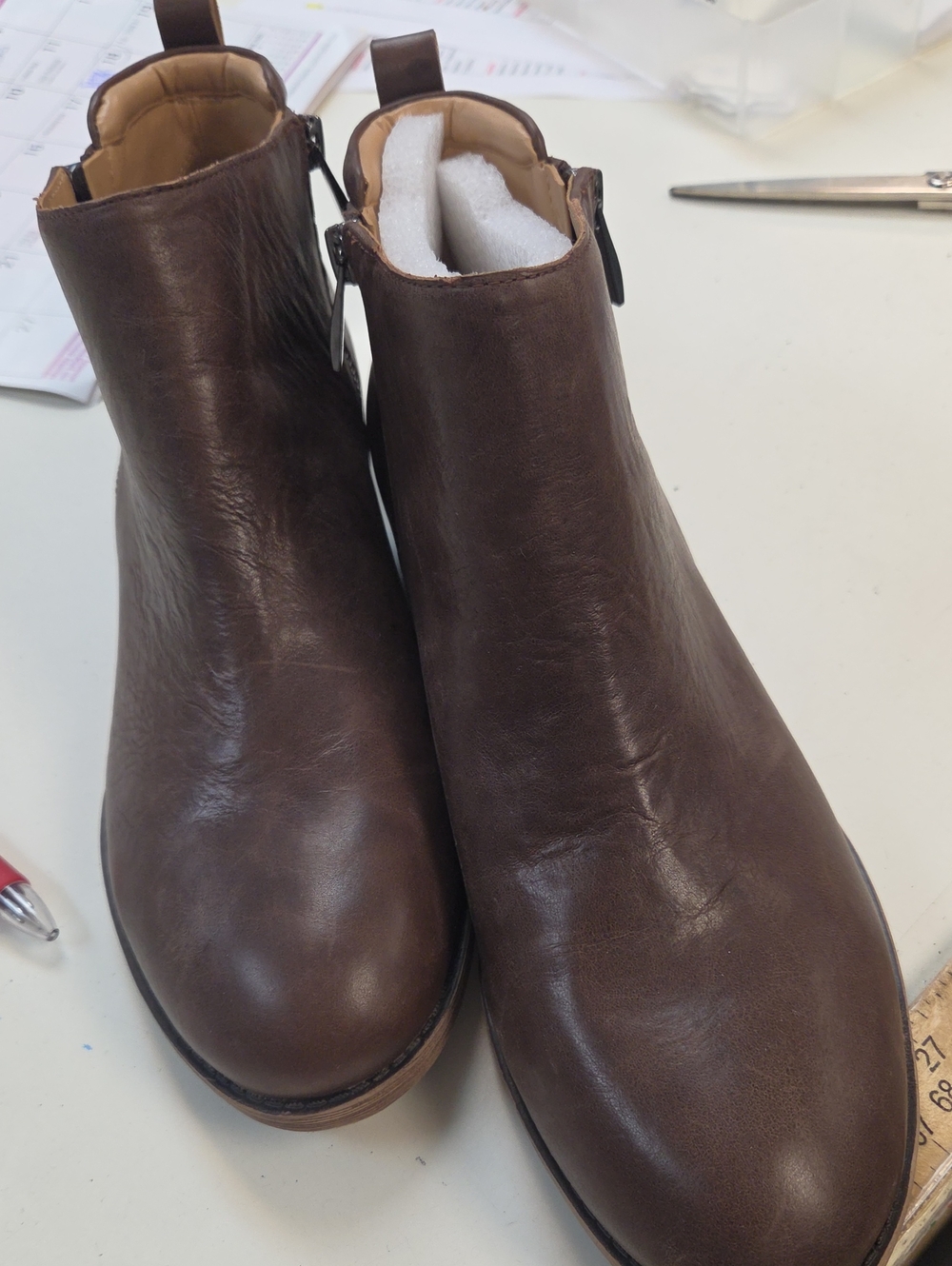 Franco Sarto Brown Leather Ankle Booties